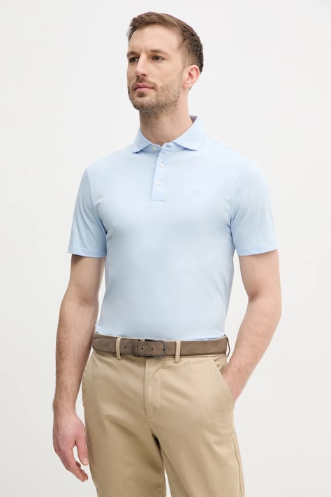 Hackett London polo bawełniane męski kolor niebieski gładki HM563434