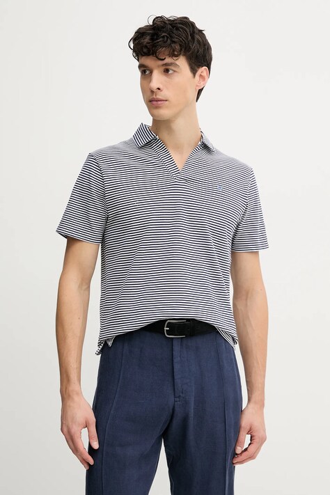 Hackett London pamut póló sötétkék, férfi, mintás, HM563440