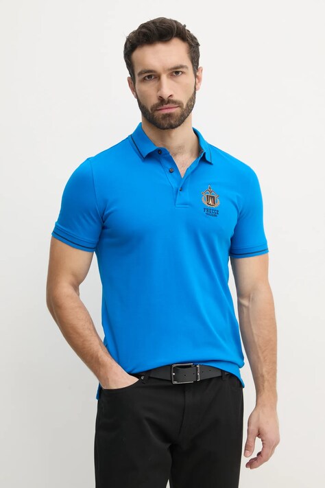 Aeronautica Militare tricou polo barbati, culoarea violet, neted, PO1850P191