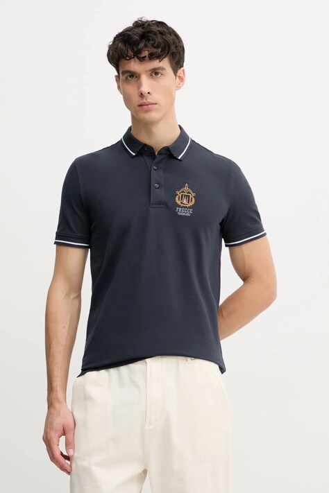 Тениска с яка Aeronautica Militare в тъмносиньо с изчистен дизайн PO1850P191