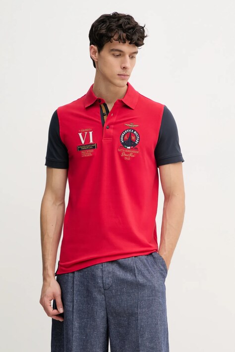 Поло Aeronautica Militare чоловіче колір червоний з аплікацією PO1856P191