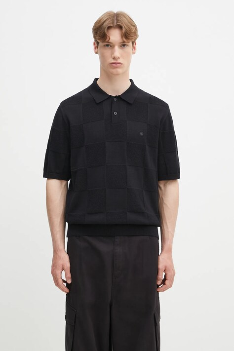 Carhartt WIP cotton polo shirt S/S Checker Polo men’s black color smooth I034535