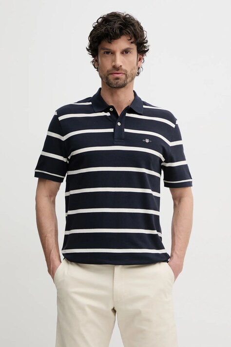 Gant polo de bumbac barbati, culoarea albastru marin, modelator, 2014022