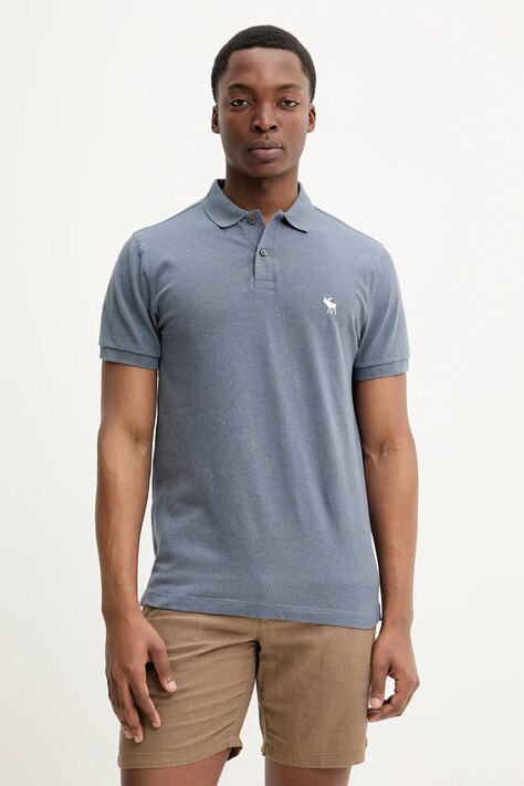 Abercrombie & Fitch tricou polo barbati, culoarea gri, neted, KI124-5182