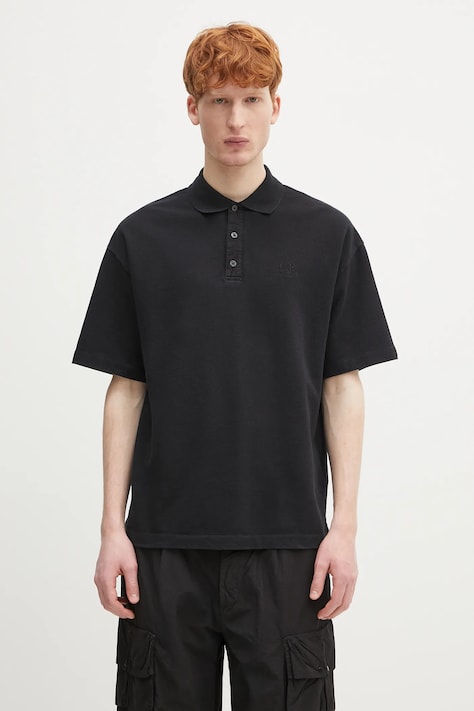 C.P. Company polo de bumbac culoarea negru, uni, 18CMPL320A110396G