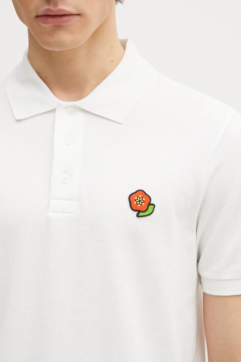 Kenzo polo bawełniane Pop męski kolor biały gładki FF55PO5424PU.02