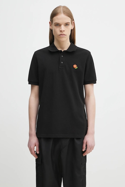 Kenzo polo bawełniane Pop męski kolor czarny gładki FF55PO5424PU.99J