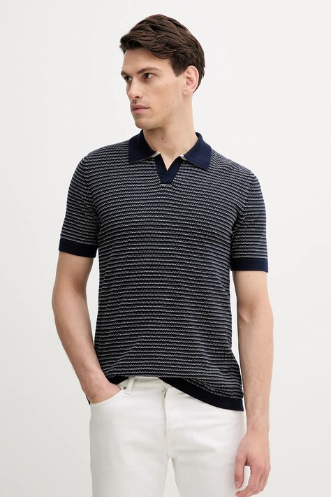 United Colors of Benetton polo bawełniane męski kolor granatowy wzorzysty 1094K301J
