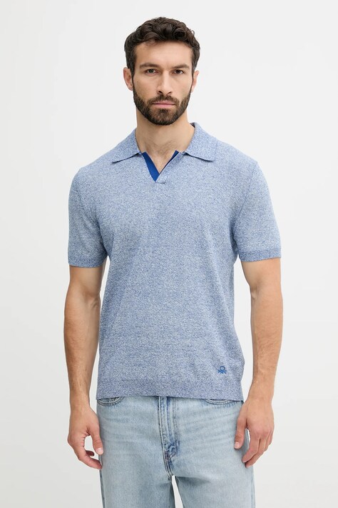 United Colors of Benetton tricou polo culoarea bleumarin, melanj, 115RK301I