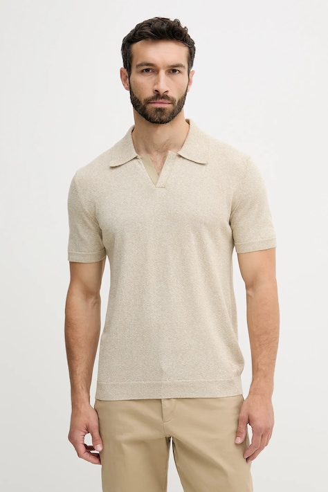 Поло United Colors of Benetton цвет бежевый меланж 115RK301I