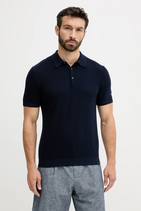United Colors of Benetton polo bawełniane męski kolor granatowy gładki 1198U301H