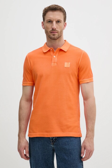 United Colors of Benetton polo bawełniane męski kolor pomarańczowy gładki 3089U302D