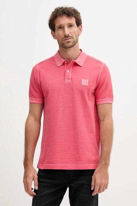 United Colors of Benetton polo bawełniane męski kolor różowy gładki 3089U302D