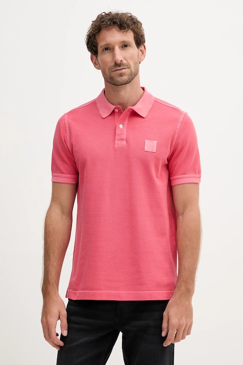 United Colors of Benetton polo bawełniane męski kolor różowy gładki 3089U302D
