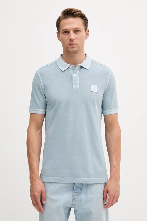 United Colors of Benetton polo bawełniane męski kolor niebieski gładki 3089U302D