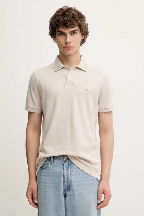 Тениска с яка Abercrombie & Fitch в бежово с изчистен дизайн KI124-5229