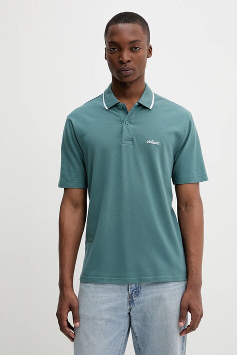 Hollister Co. poló zöld, sima, KI324-5199