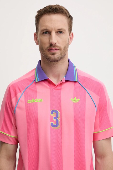 Polo tričko adidas Originals Jcquard Jersey pánske, ružová farba, vzorované, KD2255