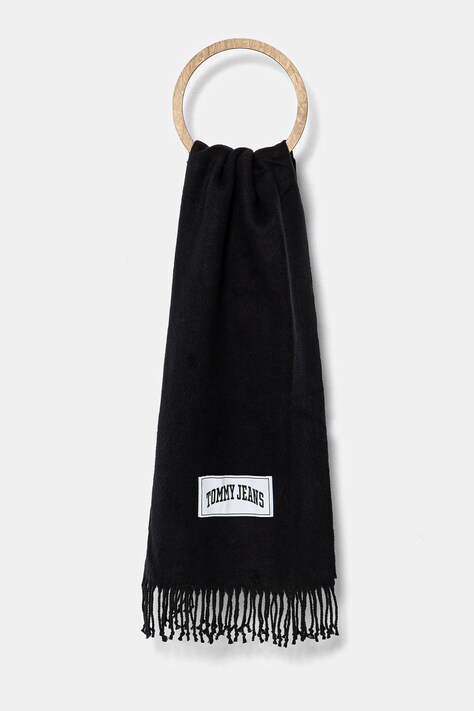Шарф Tommy Jeans жіночий колір чорний однотонний AW0AW16997