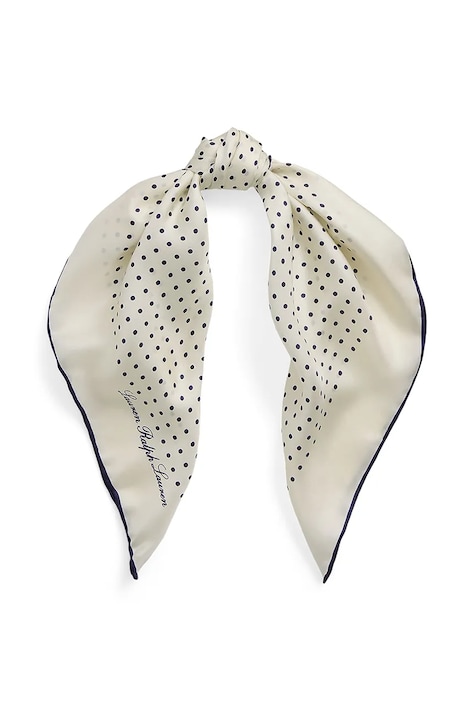 Lauren Ralph Lauren chusta jedwabna kolor beżowy wzorzysta 454961462