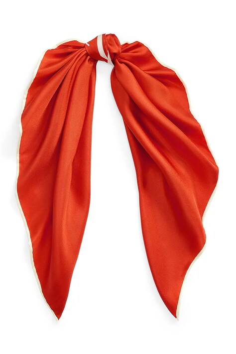 Hedvábný šátek Lauren Ralph Lauren oranžová barva, 454966215