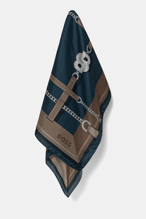 Шовкова хустка на шию BOSS Lainy колір жовтий візерунок 50536118