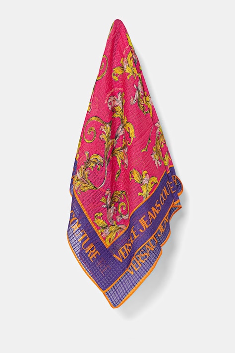 Versace Jeans Couture apaszka jedwabna damska kolor różowy wzorzysta 78HA7H02 ZG353