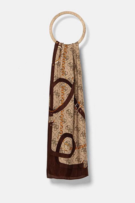 Тънък шал Guess FOULARD в кафяво с десен AW5246 SIL30