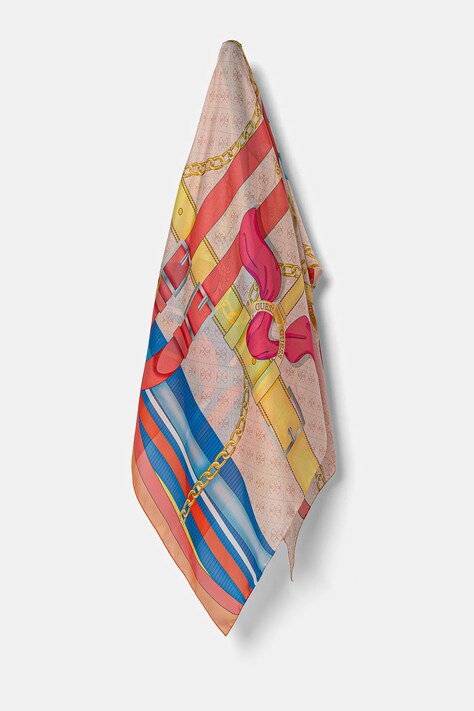 Hedvábný šátek Guess FOULARD oranžová barva, AW5270 SIL12