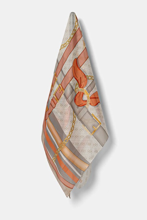 Hedvábný šátek Guess FOULARD béžová barva, AW5270 SIL12