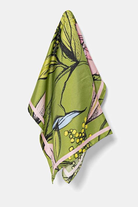 Шелковый платок на шею Stine Goya цвет зелёный узор SG-SS25-A010-2287