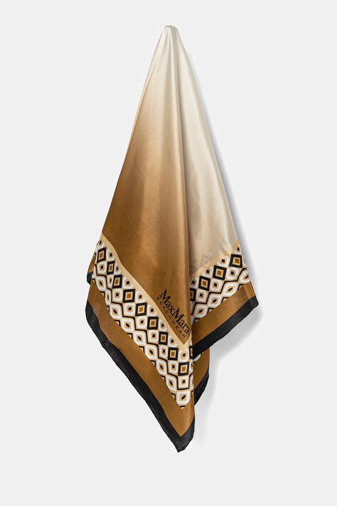 Max Mara Beachwear eșarfă de plajă de mătase culoarea maro, 2516541019600