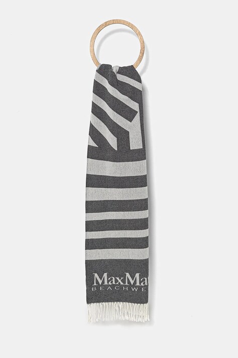 Bavlnený šál Max Mara Beachwear dámske, šedá farba, vzorovaný, 2516591019600
