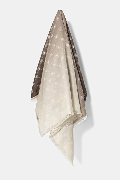 Hedvábná šála Tory Burch T Monogram Silk Oblong béžová barva, 167410-250
