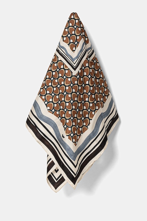 Svilena ruta Weekend Max Mara ženska, bež barva, 2515541055600