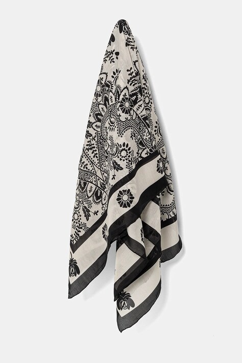 Weekend Max Mara chusta z domieszką jedwabiu damska kolor czarny wzorzysta 2515541065600