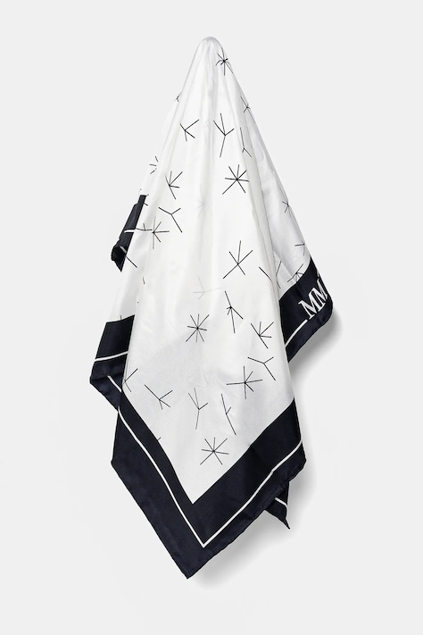 Hodvábna šatka MM dámska, biela farba, vzorovaná, 2516541027600