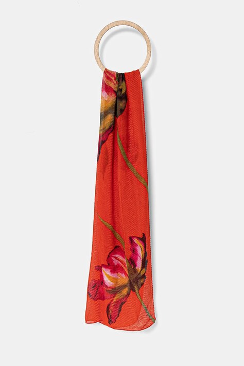 Šála Desigual BIG FIORE RECTANGLE červená barva, 25SAWA59