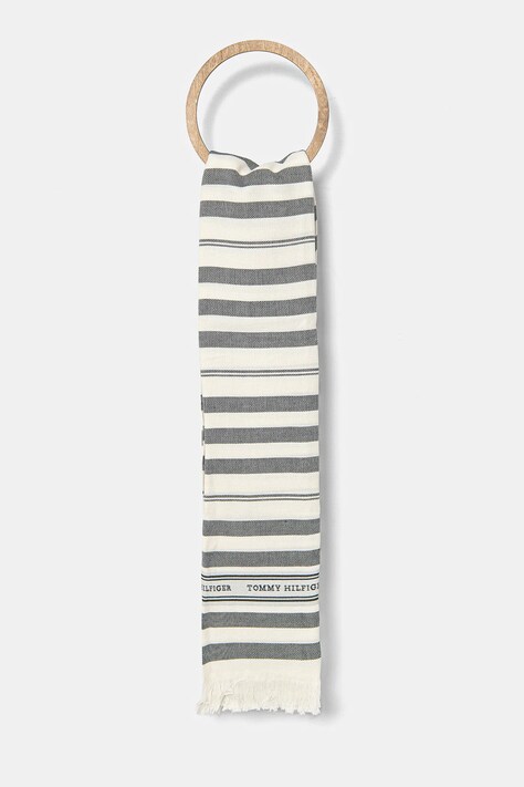 Šála ze lněné směsi Tommy Hilfiger tmavomodrá barva, AW0AW17147