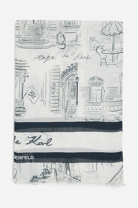 Платок с примесью кашемира Karl Lagerfeld женский цвет белый узор A2W33022
