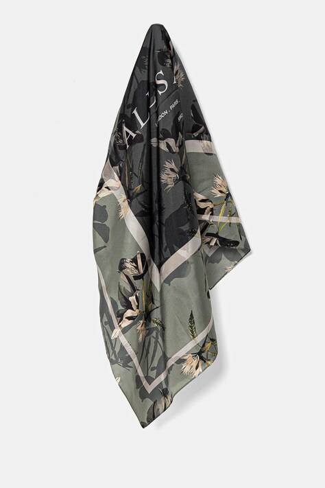 AllSaints esarfa de matase femei, culoarea verde, modelator, 29AS101729