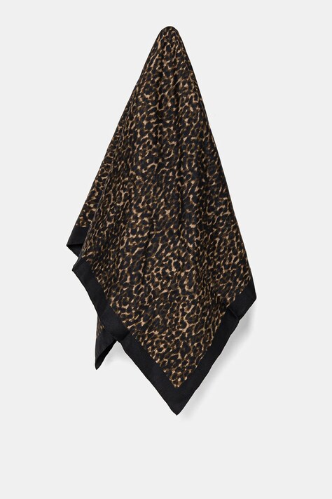 Hedvábný šátek The Kooples hnědá barva, AFFO30003K