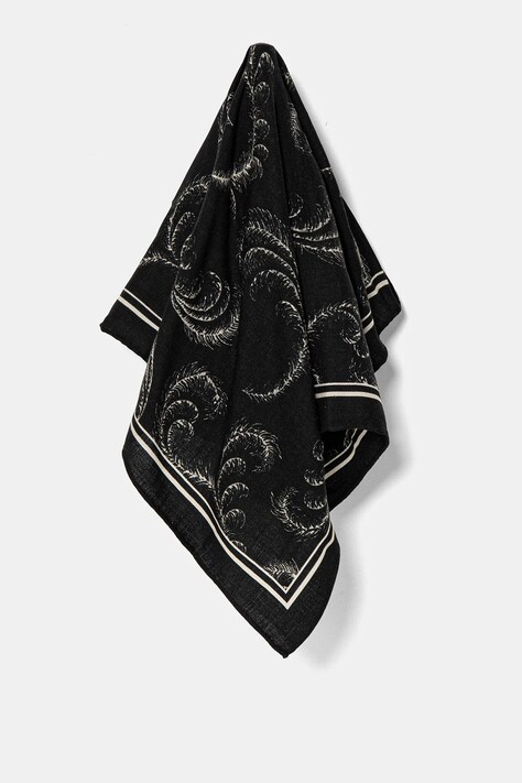 Вълнен тънък шал The Kooples в черно с десен AMFO30001K