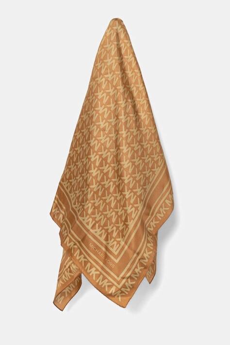 Hedvábný šátek MICHAEL Michael Kors dámský, hnědá barva, 540219
