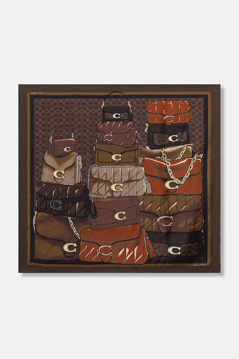 Coach chusta jedwabna damska kolor brązowy wzorzysta 29CAS76