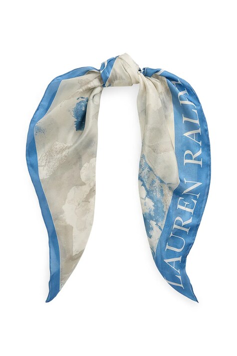Lauren Ralph Lauren eșarfă de mătase culoarea bej, cu imprimeu, 454972545