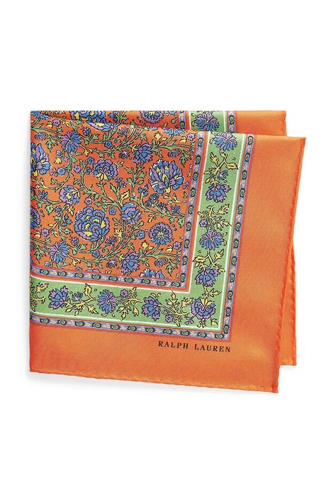 Hedvábný šátek Polo Ralph Lauren oranžová barva, vzorovaný, 712957640