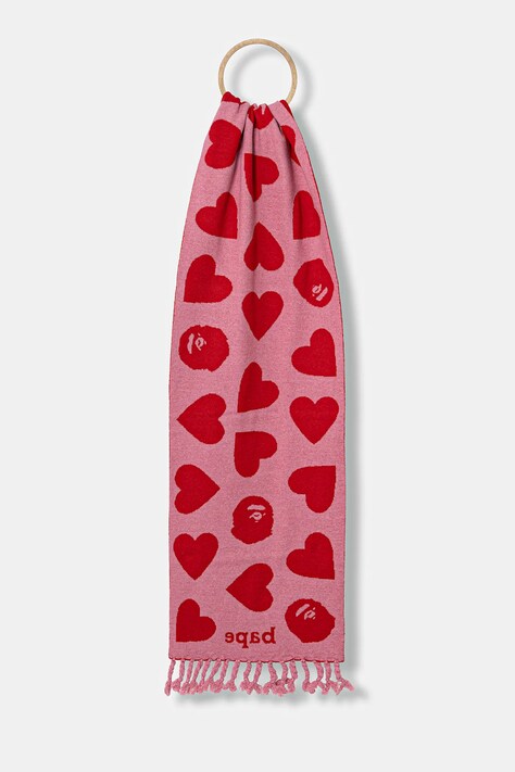 Μαντήλι από μείγμα μαλλιού A Bathing Ape I love bape χρώμα: κόκκινο, 1K80282001