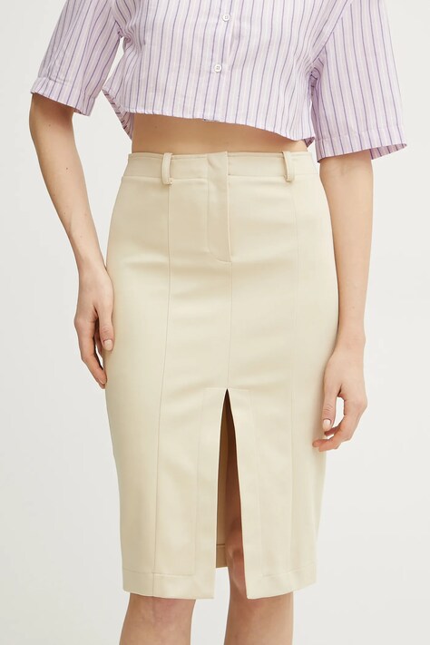 Patrizia Pepe fusta culoarea bej, mini, creion, 8G0443 A543