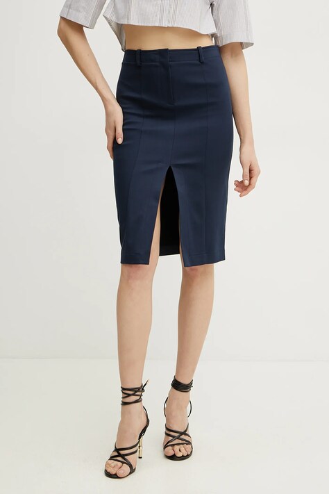 Patrizia Pepe fusta culoarea albastru marin, mini, creion, 8G0443 A543